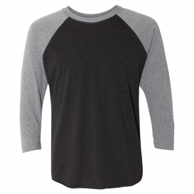 Next Level 6051 Unisex Tri-Blend Three-Quarter Sleeve Raglan - Premium Heather/Vintage Black