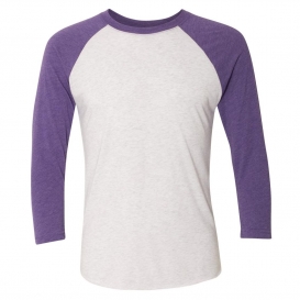 Next Level 6051 Unisex Tri-Blend Three-Quarter Sleeve Raglan - Purple Rush/Heather White