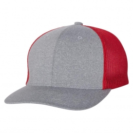 Flexfit 6311 Mélange Trucker Cap - Heather Grey/Red