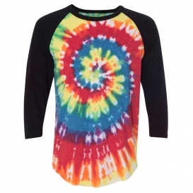 Dyenomite 660VR Tie Dye Three-Quarter Sleeve Raglan T-Shirt