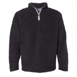 J. America 8454 Sherpa Quarter-Zip Pullover - Black