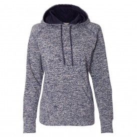 J. America 8616 Women\'s Cosmic Fleece Hooded Sweatshirt - Navy Fleck/Black