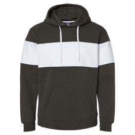 J. America 8644 Varsity Fleece Colorblocked Hooded Sweatshirt - Black