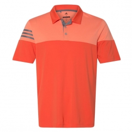 adidas A213 Heather 3-Stripes Block Sport Shirt - Blaze Orange/Vista Grey