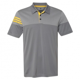adidas A213 Heather 3-Stripes Block Sport Shirt - Vista Grey/EQT Yellow