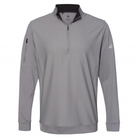 adidas A295 Performance Texture Quarter-Zip Pullover - Grey Three