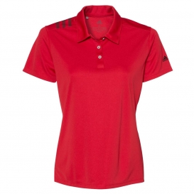 adidas A325 Women\'s 3-Stripes Shoulder Sport Shirt - Collegiate Red/Black