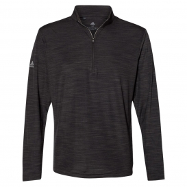 adidas A475 Lightweight Melange Quarter-Zip Pullover - Black Melange