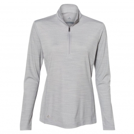 adidas A476 Women\'s Lightweight Melange Quarter-Zip Pullover - Mid Grey Melange