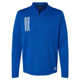 adidas A482 3-Stripes Double Knit Quarter-Zip Pullover - Team Royal/Grey Two