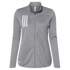 adidas A483 Women\'s 3-Stripes Double Knit Full-Zip - Grey Three/White