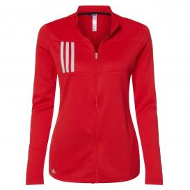 adidas A483 Women\'s 3-Stripes Double Knit Full-Zip - Team Collegiate Red/Grey Two