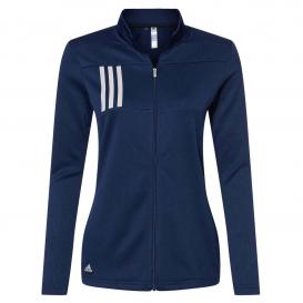 adidas A483 Women\'s 3-Stripes Double Knit Full-Zip - Team Navy Blue/Grey Two