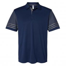 adidas A490 Striped Sleeve Sport Shirt - Team Navy Blue/Grey Five