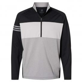 adidas A492 3-Stripes Competition Quarter Zip Pullover - Black/Grey Three/Grey Three Heather