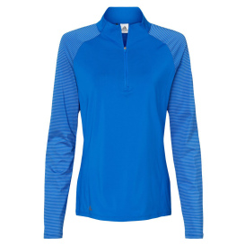 adidas A521 Women\'s Stripe Block Quarter-Zip Pullover - Glory Blue