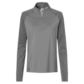 adidas A521 Women\'s Stripe Block Quarter-Zip Pullover - Grey Three