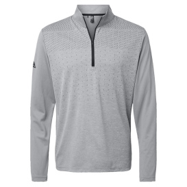 adidas A522 Heather Block Print Quarter-Zip Pullover - Grey Three Melange/Black