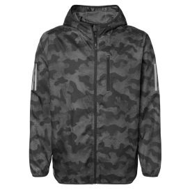 adidas A524 Hooded Full Zip Windbreaker - Grey Six/Black