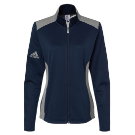 adidas A529 Women\'s Textured Mixed Media Full-Zip Jacket - Collegiate Navy/Grey Three
