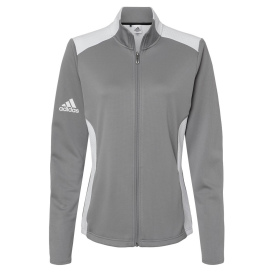 adidas A529 Women\'s Textured Mixed Media Full-Zip Jacket - Grey Three/White