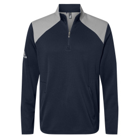 adidas A532 Textured Mixed Media 1/4-Zip Pullover - Collegiate Navy/Grey Three