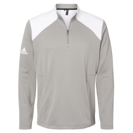 adidas A532 Textured Mixed Media 1/4-Zip Pullover - Grey Three/White