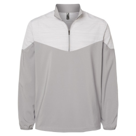 adidas A546 Heather Chevron Quarter-Zip Wind Pullover - Grey Three/Grey Three Heather