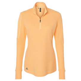 adidas A555 Women\'s 3-Stripes Quarter-Zip Sweater - Acid Orange Melange