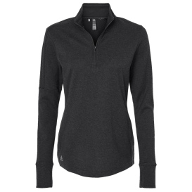 adidas A555 Women\'s 3-Stripes Quarter-Zip Sweater - Black Melange