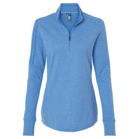 adidas A555 Women\'s 3-Stripes Quarter-Zip Sweater - Focus Blue Melange