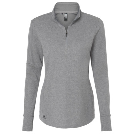 adidas A555 Women\'s 3-Stripes Quarter-Zip Sweater - Grey Three Melange