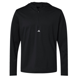 adidas A596 Lightweight Performance Quarter-Zip Hooded Pullover - Black 