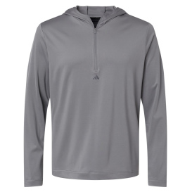 adidas A596 Lightweight Performance Quarter-Zip Hooded Pullover - Grey Three