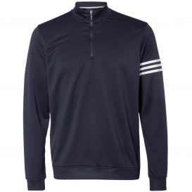adidas A190 ClimaLite 3-Stripes French Terry Quarter-Zip Pullover - Navy/White