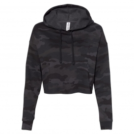 Independent Trading Co. AFX64CRP Women\'s Lightweight Cropped Hooded Sweatshirt - Black Camo