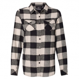 Burnside 5210 Women\'s Yarn-Dyed Long Sleeve Flannel Shirt - Ecru/Black Buffalo