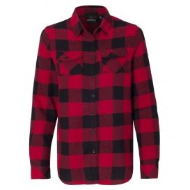 Burnside 5210 Women\'s Yarn-Dyed Long Sleeve Flannel Shirt - Red/Black Buffalo