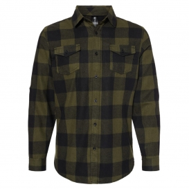 Burnside 8210 Yarn-Dyed Long Sleeve Flannel Shirt - Army/Black