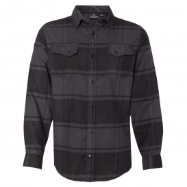 Burnside 8219 Snap Front Long Sleeve Plaid Flannel Shirt - Black