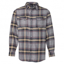 Burnside 8219 Snap Front Long Sleeve Plaid Flannel Shirt - Light Grey