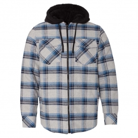 Burnside 8620 Quilted Flannel Full-Zip Hooded Jacket - Grey/Blue