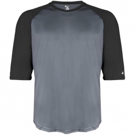 Badger Sport 2133 Youth B-Core 3/4 Sleeve Baseball T-Shirt - Graphite/Black