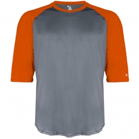 Badger Sport 2133 Youth B-Core 3/4 Sleeve Baseball T-Shirt - Graphite/Burnt Orange