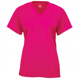 Badger Sport 2162 Youth B-Core V-Neck T-Shirt - Hot Pink