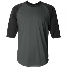 Badger Sport 4133 B-Core Three-Quarter Sleeve Baseball T-Shirt - Graphite/Black