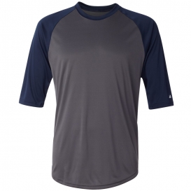 Badger Sport 4133 B-Core Three-Quarter Sleeve Baseball T-Shirt - Graphite/Navy