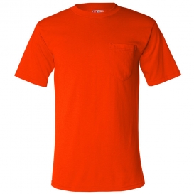 Bayside 1725 USA-Made 50/50 Short Sleeve T-Shirt with a Pocket - Bright Orange