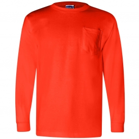 Bayside 3055 Union-Made Long Sleeve T-Shirt with a Pocket - Bright Orange