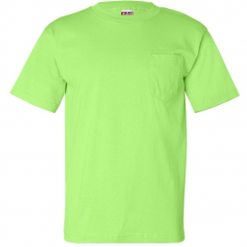 Bayside 7100 USA-Made Short Sleeve T-Shirt with a Pocket - Lime Green